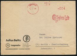 AUGE / OPHTALMOLOGIE / BLINDHEIT : LANGENSALZA/ Julius Beltz.. 1947 (14.2.) Total Aptierter AFS 024 Pf. Mit Firmen-Logo: - Krankheiten