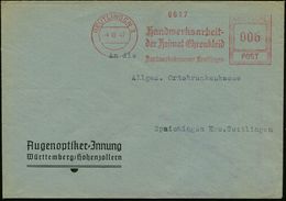 AUGE / OPHTALMOLOGIE / BLINDHEIT : REUTLINGEN 1/ ..Handwerkskammer.. 1947 (4.10.) Seltener AFS-Typ "Hochrechteck" Auf Di - Maladies