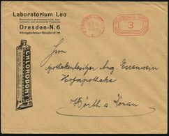 DENTAL-MEDIZIN / ZÄHNE : DRESDEN-ALTSTADT/ *1I 1925 (26.3.) PFS 3 Pf. Auf Reklame-Bf: Laboratorium Leo, CHLORODONT (Zahn - Maladies