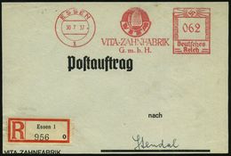DENTAL-MEDIZIN / ZÄHNE : ESSEN/ 1/ VITA-ZAHNFABRIK/ GmbH 1936 (30.7.) Dekorativer AFS 062 Pf. = Zahn + RZ: Essen 1/o , K - Ziekte