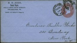 DENTAL-MEDIZIN / ZÄHNE : U.S.A. 1889 (12.2.) PU 2 C. Washington, Braunrot: H.D. JUSTI, Dental Depot.. PHILADELPHIA, PA , - Maladies