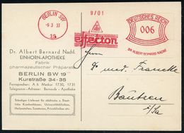 PHARMAZIE / MEDIKAMENTE : BERLIN SW/ 19/ DR/ AB/ GES./ GESCH./ Effecton/ DR.ALBERT BERNARD NACHF. 1933 (6.3.) AFS Auf Fi - Pharmazie