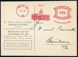PHARMAZIE / MEDIKAMENTE : BERLIN SW/ 19/ DR/ AB/ GES./ GESCH./ Effecton/ DR.ALBERT BERNARD NACHF. 1933 (6.3.) AFS Auf Fi - Apotheek