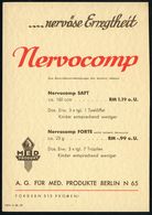 PHARMAZIE / MEDIKAMENTE : BERLIN N 4/ DEUTSCHES/ REICH 1937 (5.3.) PFS 3 Pf. Achteck Auf Zweifarbiger Reklame-Kt.: ..Ner - Pharmacy