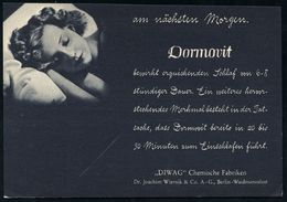 PHARMAZIE / MEDIKAMENTE : BERLIN N 4/ DEUTSCHES/ REICH 1939 (17.3.) PFS 3 Pf. Achteck Auf Reklame-Kt.: Dormovit.. (Schla - Pharmacie