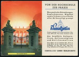 PHARMAZIE / MEDIKAMENTE : Berlin-Britz 1939 (6.7.) Color-Künstler-Reklame-Kt.: Phenalgetin.. Antipyreticum.. CURTA & CO  - Apotheek