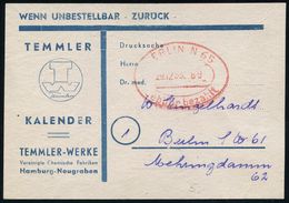 PHARMAZIE / MEDIKAMENTE : Berlin N 65 /  Hamburg 1955 (29.12.) Doppel-Oval: BERLIN N 65/Gebühr Bezahlt Auf Kleinem Adreß - Apotheek