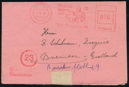 PHARMAZIE / MEDIKAMENTE : BREMEN 1/ Arznei-/ Waren/ Von/ Jul.Bergmann/ Gegr.1888 1946/47 3 Verschiedene AFS: Francotyp " - Pharmacie