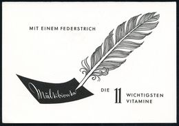 PHARMAZIE / MEDIKAMENTE : (16) DARMSTADT 2/ E Merck 1953 (3.8.) AFS Auf (halberr) S/w.-Künstler-Reklame-Kt.: Multibionta - Pharmazie