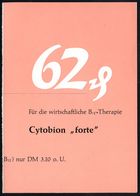 PHARMAZIE / MEDIKAMENTE : (16) DARMSTADT 2/ E Merck 1954 (4.10.) AFS Auf Zweifarbiger (halber) Reklame-Kt.: Cytobion "fo - Pharmazie