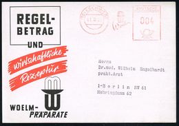 PHARMAZIE / MEDIKAMENTE : (16) ESCHWEGE/ MW/ Woelm 1953 (7.10.) AFS Francotyp, Seltene Verkürzte Type, Zweifarbige Rekla - Pharmazie