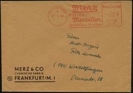 PHARMAZIE / MEDIKAMENTE : FRANKFURT (MAIN)/ 1/ Merz/ HUSTEN-/ Merzellen/ Vertreiben Husten 1949 (27.9.) Aptierter AFS =  - Farmacia