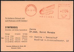 PHARMAZIE / MEDIKAMENTE : (17b) GRENZACH/ Saridon/ GEGEN SCHMERZEN/ >ROCHE< 1953 (24.9.) AFS = Schlange Auf (halber) Rek - Pharmacie
