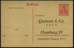 PHARMAZIE / MEDIKAMENTE : Hamburg 19 1919 (März) Amtl. P 10 Pf. Germania, Rot + Firmen-Zudruck: Queisser & Co / Lovan-Cr - Farmacia