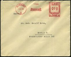 PHARMAZIE / MEDIKAMENTE : HAMBURG/ 8/ Paquit 1935 (1.2.) AFS , Rs. Abs.-Vordruck: Parafluid GmbH (kl. Klappenfehler) Fer - Pharmazie