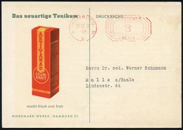 PHARMAZIE / MEDIKAMENTE : HAMBURG/ *1IV/ DEUTSCHES/ REICH 1937 (18.10.) PFS 3 Pf. Achteck Auf Zweifarbiger Reklame-Ak.:  - Farmacia
