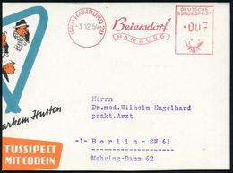 PHARMAZIE / MEDIKAMENTE : (24a) HAMBURG 20/ Beiersdorf.. 1954 (3.12.) AFS Auf (halber) Color-Reklame-Kt.: TUSSIPECT MIT  - Pharmazie