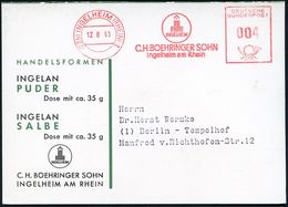 PHARMAZIE / MEDIKAMENTE : (22b) INGELHEIM (RHEIN) 2/ C.H.BOEHRINGER SOHN.. 1953 (12.8.) AFS (Firmen-Logo) Auf (halber) R - Pharmacie