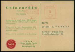 PHARMAZIE / MEDIKAMENTE : (13b) KEMPTEN (ALLGÄU)/ W/ DEUTSCHE/ BUNDESPOST 1953 (6.6.) PFS 4 Pf. Posthorn Auf Zweifarbige - Pharmazie