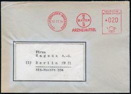 PHARMAZIE / MEDIKAMENTE : (22c) LEVERKUSEN-BAYERWERK/ BAYER/ ARZNEIMITTEL 1954 (12.11.) AFS = Hauspostamt Bayerwerk , Rs - Pharmacy