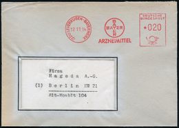 PHARMAZIE / MEDIKAMENTE : (22c) LEVERKUSEN-BAYERWERK/ BAYER/ ARZNEIMITTEL 1954 (12.11.) AFS = Hauspostamt Bayerwerk , Rs - Pharmacie