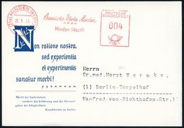 PHARMAZIE / MEDIKAMENTE : (21a) MINDEN (WESTF) 1/ Chemische Werke Minden.. 1953 (25.9.) AFS Auf Zweifarbiger (halber) Re - Pharmacie