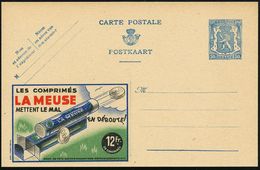 PHARMAZIE / MEDIKAMENTE : BELGIEN 1941 50 C. Reklame-P. Wappenlöwe, Blau: LA MEUSE/METTENT LE MAL.. (Pillen-Kanone) Unge - Pharmacie