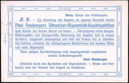PHARMAZIE / MEDIKAMENTE : SCHWEIZ 1909 (26.4.) Reklame-PP 5 C. Tellknabe, Grün: Paul Heuberger.. Alpenmilch-Kephirpastil - Pharmacie