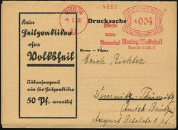 HOMÖOPATHIE / HEILPFLANZEN : BERLIN SW/ 11/ Werbt/ Neue/ Abonennten/ Verlag Volksheil 1932 (4.5.) AFS Auf Dreifach-Rekla - Medizin