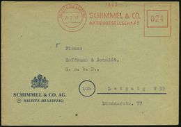 HOMÖOPATHIE / HEILPFLANZEN : MILTITZ (BZ LEIPZIG)/ SCHIMMEL & CO/ AG 1947 (21.3.) Aptierter AFS Francotyp "Reichsadler"  - Médecine