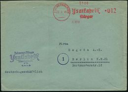 HOMÖOPATHIE / HEILPFLANZEN : (19) WERNIGERODE/ Ysatfabrik/ Bürger 1945 (22.8.) Sehr Seltener, Total Aptierter AFS = NS-W - Medicina