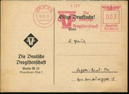 APOTHEKE / DROGERIE : BERLIN W35/ Die/ Deutsche/ Drogistenschaft 1937 (12.7.) AFS (Logo = Stilis. Mörser) Klar Gest. (ha - Pharmazie