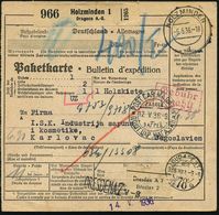KOSMETIK / PARFÜM : HOLZMINDEN/ D 1936 (5.5.) 2K-Steg + Selbstbucher-Paketzettel: Holzminden 1 / D R A G O C O  A.-G. =  - Apotheek