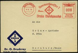 KOSMETIK / PARFÜM : QUEDLINBURG/ Sommersprossen?/ Dann.../ Drula Bleichwachs 1939 (14.8.) AFS (Logo) Auf Motivgl. Firmen - Farmacia