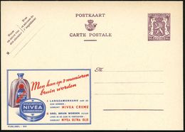 KOSMETIK / PARFÜM : BELGIEN 1948 90 C. Reklame-P. Löwe, Br.lila: NIVEA..OLIE..CREME (Nivea-Ölflasche, Cremedose) Fläm. T - Pharmacie