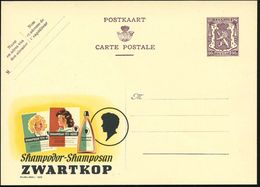 HAAR / BART / RASUR / FRISEUR : BELGIEN 1948 90 C. Reklame-P. Löwe, Br.lila: Shampodor../ZWARTKOP (Logo, Blondine, Brüne - Apotheek