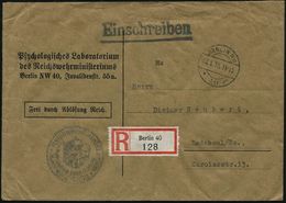 PSYCHOLOGIE / PSYCHATRIE / NEUROLOGIE : BERLIN NW/ *40l 1935 (12.1.) 1K-Brücke + RZ: Berlin 40 + Schw. HdN: Reichswehrmi - Geneeskunde