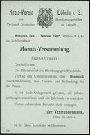 PSYCHOLOGIE / PSYCHATRIE / NEUROLOGIE : DÖBELN/ *1c 1905 (31.1.) 1K-Gitter Auf PP 2 Pf. Germania, Grau: Kreis Verein Döb - Medicine