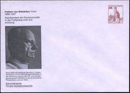 PSYCHOLOGIE / PSYCHATRIE / NEUROLOGIE : 8000 B.R.D. 1985 (Juli) PU 35 Pf. Burgen: Victor V.Weizäcker, 1886-1957,  Repräs - Médecine