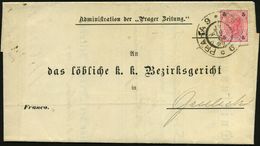 PSYCHOLOGIE / PSYCHATRIE / NEUROLOGIE : ÖSTERREICH 1899 (12.10.) 2K: PRAG 9 Auf Faltbf. "Prager Zeitung" Mit Inhalt Betr - Médecine