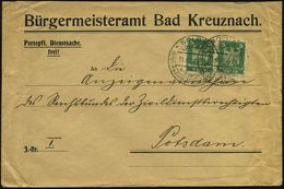 KURORTE / HEILQUELLEN : Bad Kreuzbach 1924 (21.8.) HWSt.: KREUZNACH/SOLBAD/Heilt../durch Radium-Mutterlauge-Sole 2x Meis - Medizin