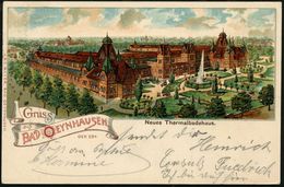 KURORTE / HEILQUELLEN : Bad Oeynhausen 1901 (13.6.) 1K-Gitter: OEYNHAUSEN/* (BAD) B Klar Auf Color-Litho-Ak.: "Gruss Aus - Medizin