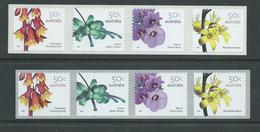 Australia 2007 Wildflowers Series III Peel & Stick Strips Of 4 Both Pemara & SEP Printings MNH - Ongebruikt