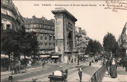 ! [75] Alte Ansichtskarte Paris, Boulevard Et Porte Saint Denis, 1909 - Andere Monumenten, Gebouwen