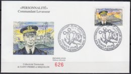 FDC     Personnalité   " Commandant LEVASSEUR  2f80 "     De SAINT-PIERRE Et MIQUELON    Le 10 1 1996 - FDC