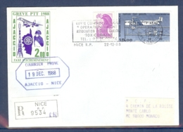 GREVE N° 47 MAURY AJACCIO DE 1988 SUR LETTRE RECOMMANDEE - Andere & Zonder Classificatie