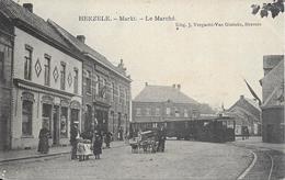 HERZELE - MARKT - Le Marché - TRAM - Uitg: J. Vergucht-Van Glabeke - Circulé: 1907 - 2 Scans - Herzele