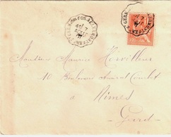 St GERMAIN FOS à CLERMONT Lettre Convoyeur Type 1 Ob 7/8/ 1901 15 C Mouchon Yv 117 - Correo Ferroviario