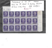 FEZZAN N° 1 ET 1 C  **  BLOC DE 18 DONT 2 BARRES COURTES SIGNE CALVES - Unused Stamps