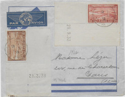 1939 - MAROC - POSTE AERIENNE COIN DATE Sur ENVELOPPE Par AVION De CASABLANCA => PARIS - Lettres & Documents